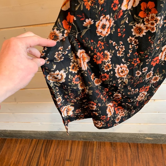 Dex | Black Dress w Rusty Orange Floral Print - Picture 5 of 7
